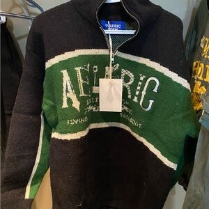 Aelfric Eden Green and Black Zip-Up Sweater